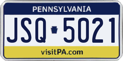 PA license plate JSQ5021