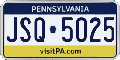 PA license plate JSQ5025