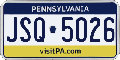 PA license plate JSQ5026