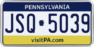 PA license plate JSQ5039