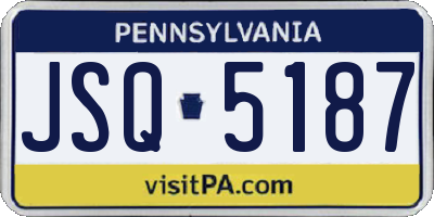 PA license plate JSQ5187