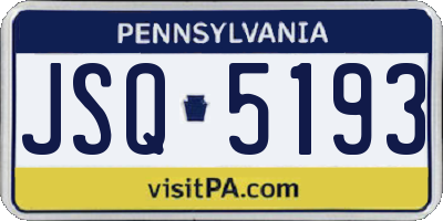 PA license plate JSQ5193
