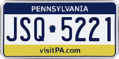 PA license plate JSQ5221