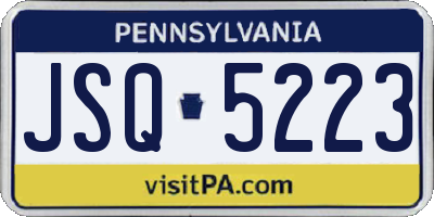 PA license plate JSQ5223