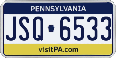 PA license plate JSQ6533