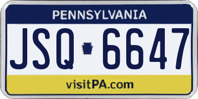 PA license plate JSQ6647