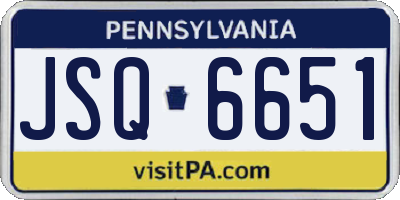 PA license plate JSQ6651