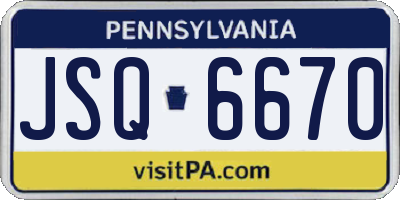 PA license plate JSQ6670