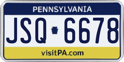 PA license plate JSQ6678