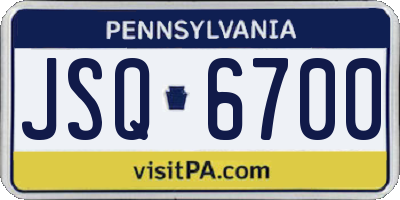 PA license plate JSQ6700
