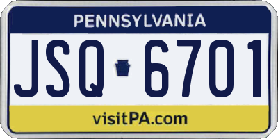 PA license plate JSQ6701
