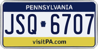 PA license plate JSQ6707