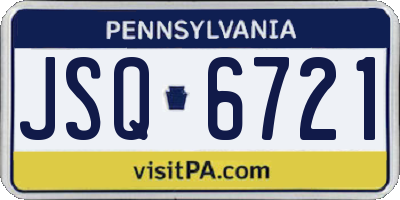 PA license plate JSQ6721