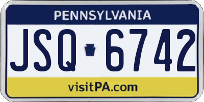 PA license plate JSQ6742
