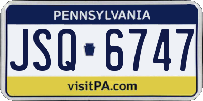 PA license plate JSQ6747