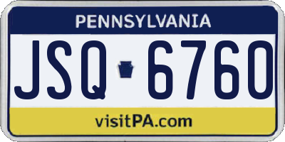 PA license plate JSQ6760