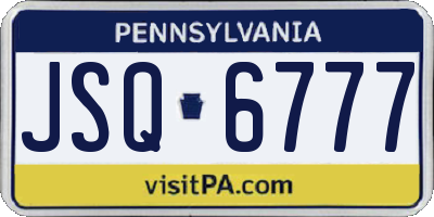 PA license plate JSQ6777