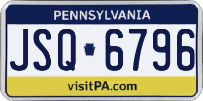 PA license plate JSQ6796