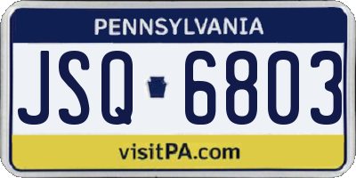 PA license plate JSQ6803