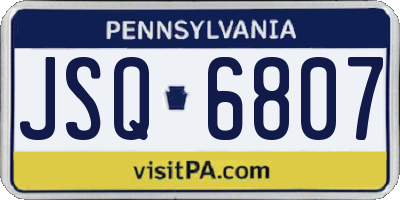 PA license plate JSQ6807