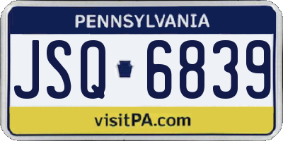 PA license plate JSQ6839