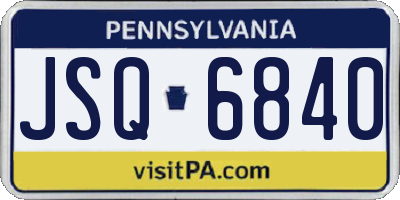 PA license plate JSQ6840
