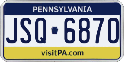 PA license plate JSQ6870