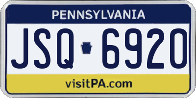 PA license plate JSQ6920