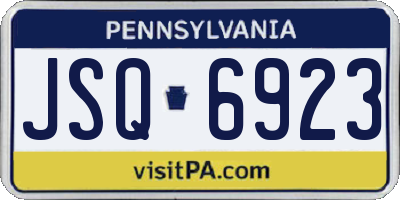 PA license plate JSQ6923
