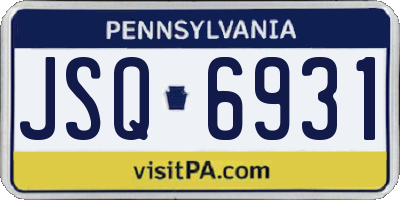 PA license plate JSQ6931