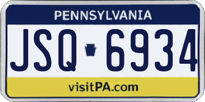 PA license plate JSQ6934