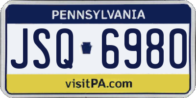 PA license plate JSQ6980