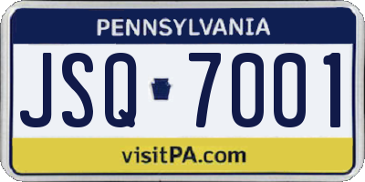 PA license plate JSQ7001