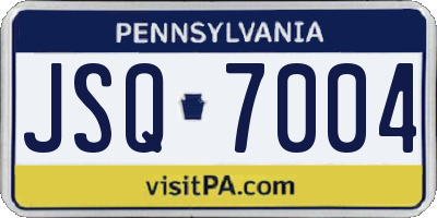 PA license plate JSQ7004