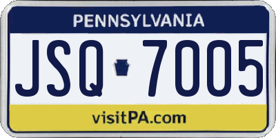 PA license plate JSQ7005