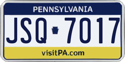 PA license plate JSQ7017