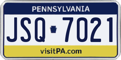 PA license plate JSQ7021