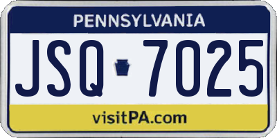 PA license plate JSQ7025