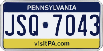 PA license plate JSQ7043