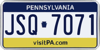 PA license plate JSQ7071
