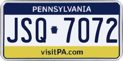 PA license plate JSQ7072