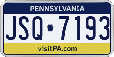 PA license plate JSQ7193