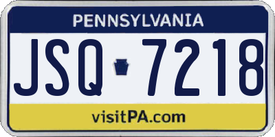 PA license plate JSQ7218