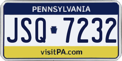 PA license plate JSQ7232