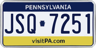 PA license plate JSQ7251