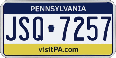 PA license plate JSQ7257
