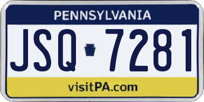 PA license plate JSQ7281