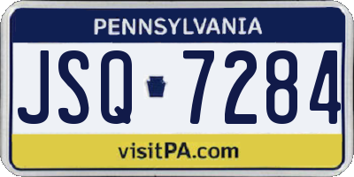 PA license plate JSQ7284