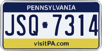 PA license plate JSQ7314