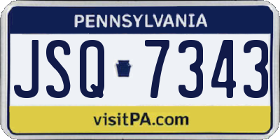 PA license plate JSQ7343